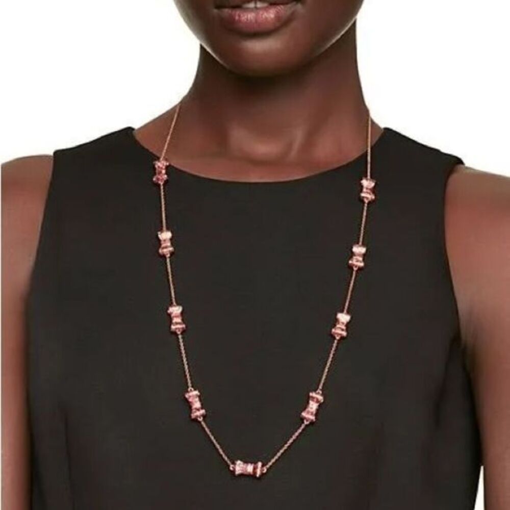 Kate spade take a bow sparkly pink statement long necklace